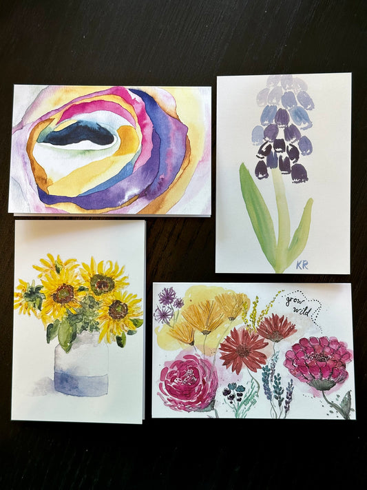 Flowers Notecards - joyful thank you, birthday or thinking of you notes